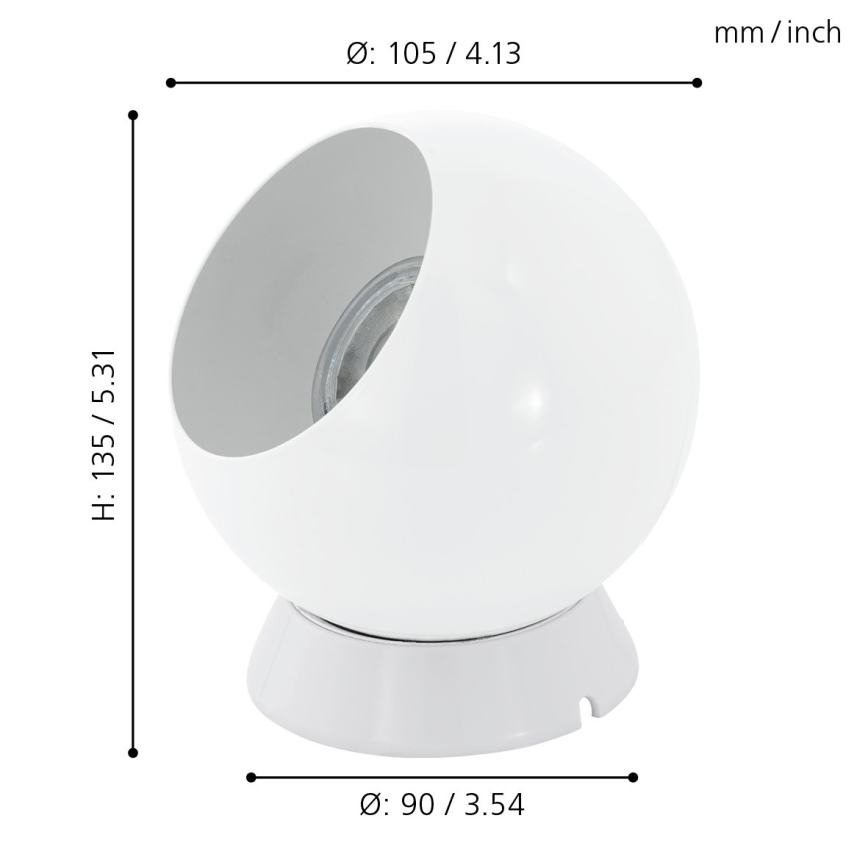 Eglo 94513 - Bord / Vägglampa PETTO 1 1xGU10-LED/3.3W/230V