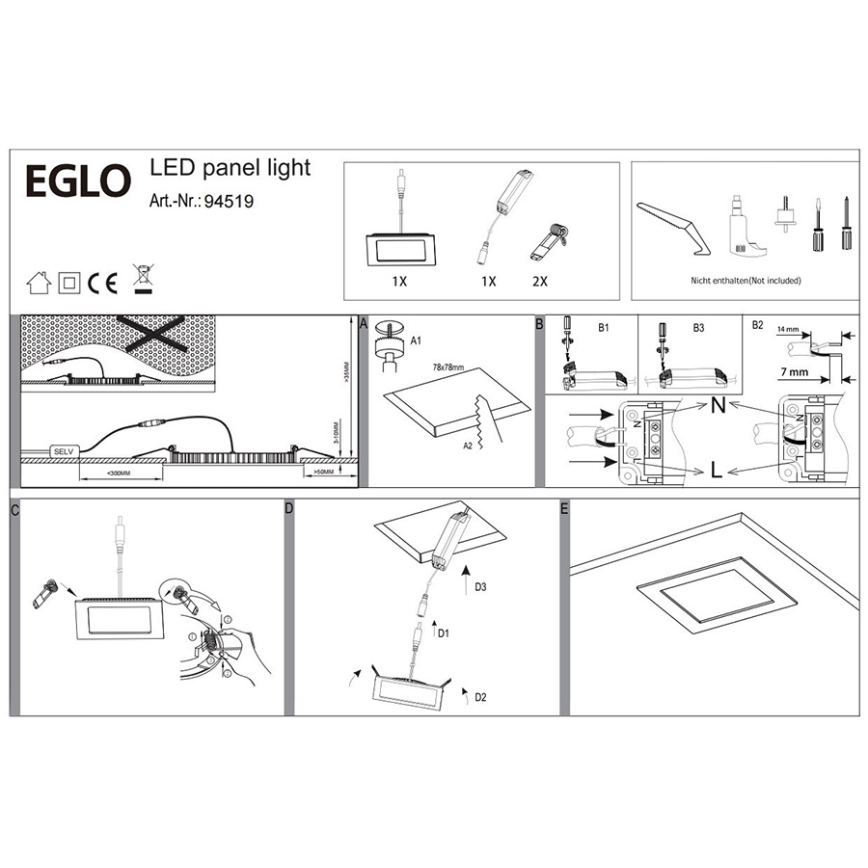 Eglo 94519 - LED Infälld belysning FUEVA 1 LED/2,7W/230V