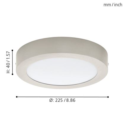 Eglo 94525 - LED-taklampa FUEVA 1 LED/16,5W/230V Ø 22,5 cm