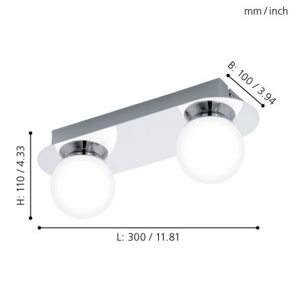 Eglo 94627 - LED Badrumsbelysning MOSIANO 2xLED/3.3W/230V
