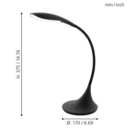 Eglo 94673 - LED Dimbar Bordslampa DAMBERA 1xLED/4.5W/230V svart