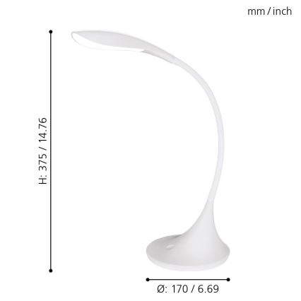 Eglo 94674 - LED Dimbar Bordslampa DAMBERA 1xLED/4.5W/230V vit