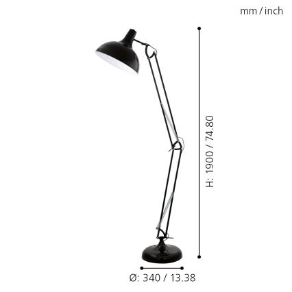 Eglo 94698 - Golvlampa BORGILLIO 1xE27/60W/230V