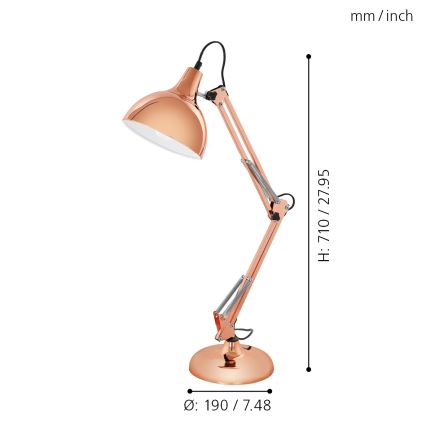 Eglo 94704 - Bordslampa BORGILLIO 1xE27/40W/230V