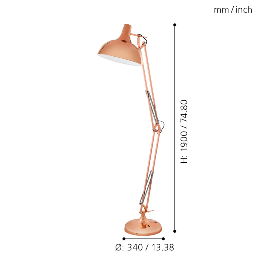 Eglo 94705 - Golvlampa BORGILLIO 1xE27/60W/230V