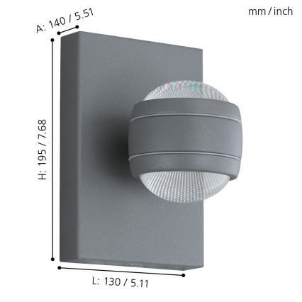 Eglo 94796 - LED Utomhusbelysning SESIMBA 2xLED/3.7W/230V