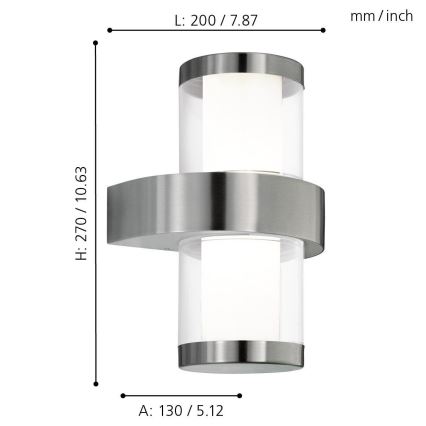 Eglo 94799 - Utomhus Väggbelysning BEVERLY 1 2xLED/3,7W/230V IP44