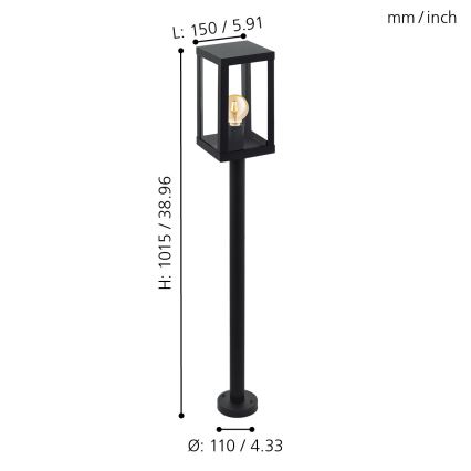 Eglo 94833 - Utomhusbelysning ALAMONTE 1 1xE27/60W/230V
