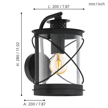 Eglo 94843 - Utomhusbelysning HILBURN 1xE27/60W/230V