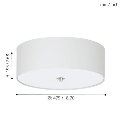 Eglo 94918 - Takbelysning PASTERI 3xE27/60W/230V