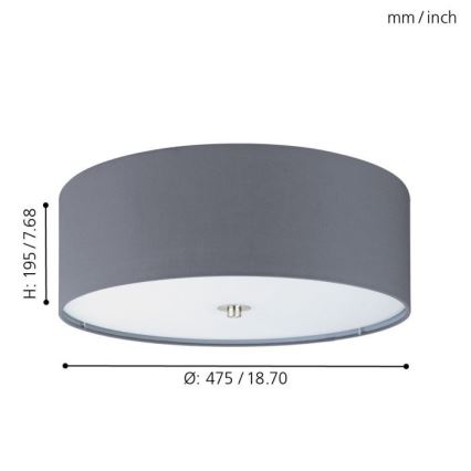 Eglo 94921 - Takbelysning PASTERI 3xE27/60W/230V