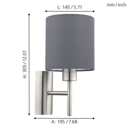 Eglo - Vägglampa 1xE27/60W/230V