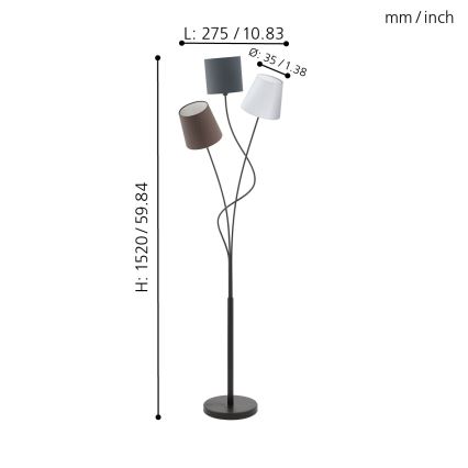 Eglo 94995 - Golvlampa MARONDA 3xE14/40W/230V