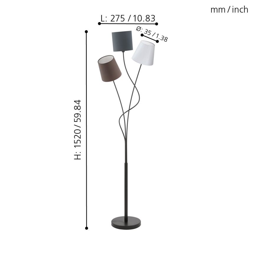 Eglo 94995 - Golvlampa MARONDA 3xE14/40W/230V
