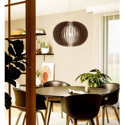 Eglo 95026 - Takpendel på kabel STELLATO 1xE27/60W/230V Ø 70 cm brun