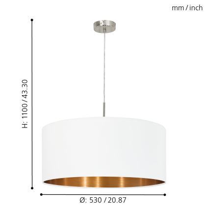 Eglo 95045 - Ljuskrona PASTERI 1xE27/60W/230V