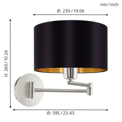 Eglo 95054 - Väggbelysning MASERLO 1xE27/60W/230V
