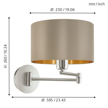 Eglo 95055 - Väggbelysning MASERLO 1xE27/60W/230V