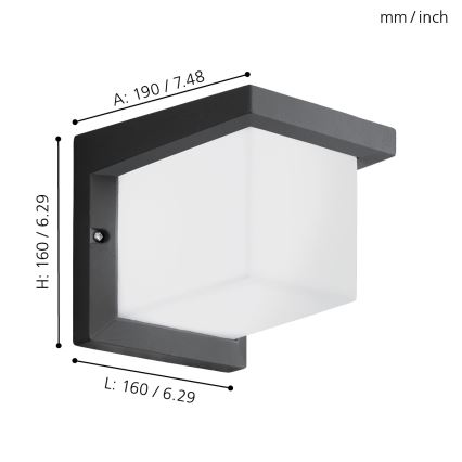 Eglo 95097 - Utomhus Väggbelysning DESELLA 1 LED/10W/230V