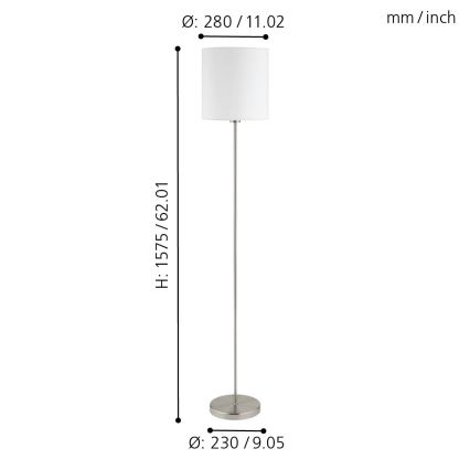 Eglo 95164 - Golvlampa PASTERI 1xE27/60W/230V