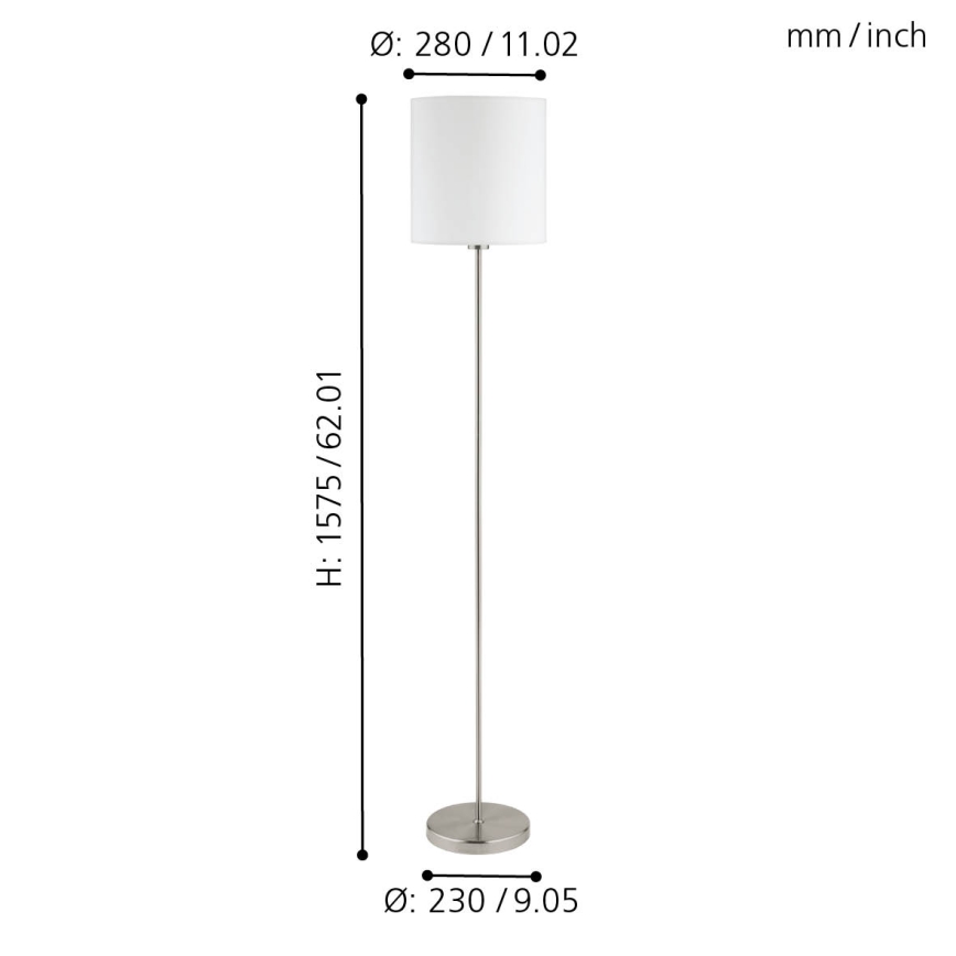 Eglo 95164 - Golvlampa PASTERI 1xE27/60W/230V