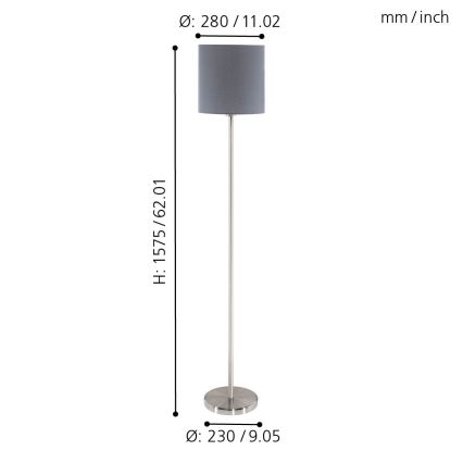 Eglo 95166 - Golvlampa PASTERI 1xE27/60W/230V