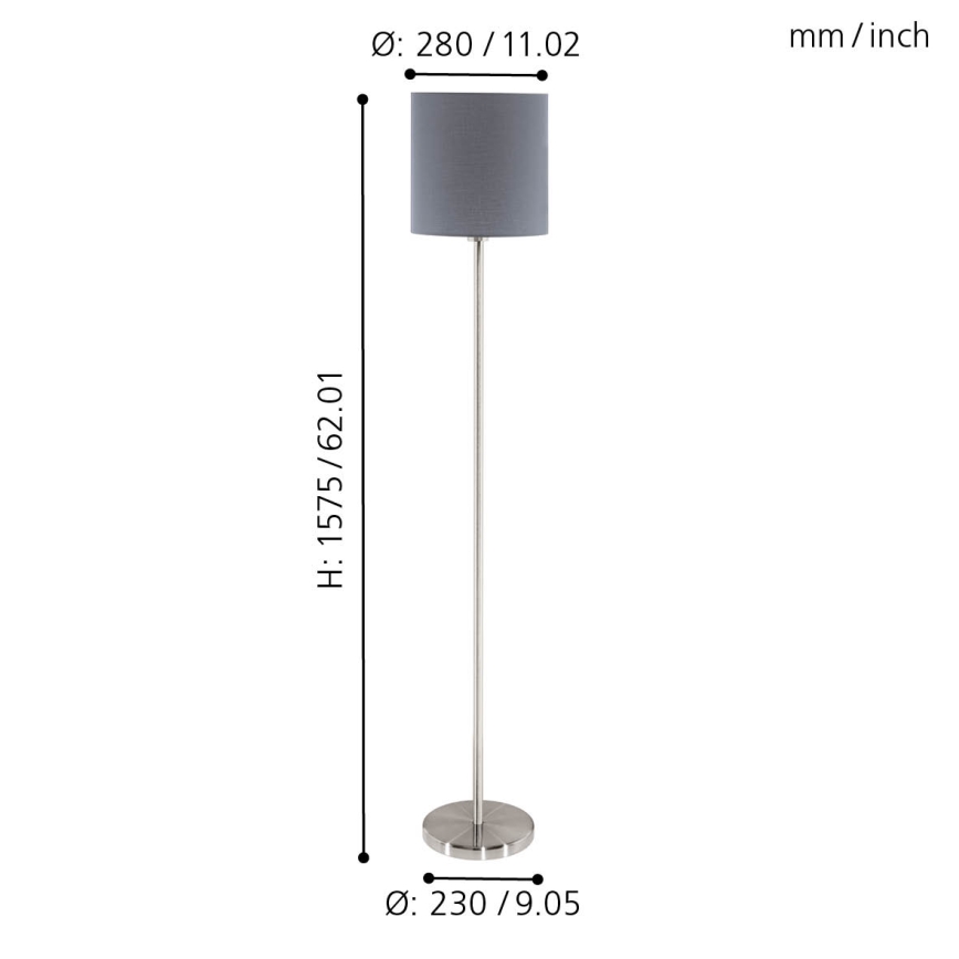 Eglo 95166 - Golvlampa PASTERI 1xE27/60W/230V