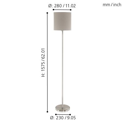 Eglo 95167 - Golvlampa PASTERI 1xE27/60W/230V