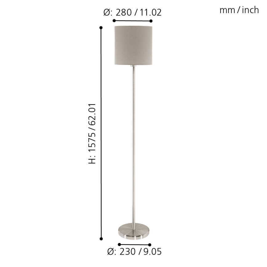 Eglo 95167 - Golvlampa PASTERI 1xE27/60W/230V
