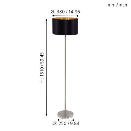 Eglo 95169 - Golvlampa MASERLO 1xE27/60W/230V