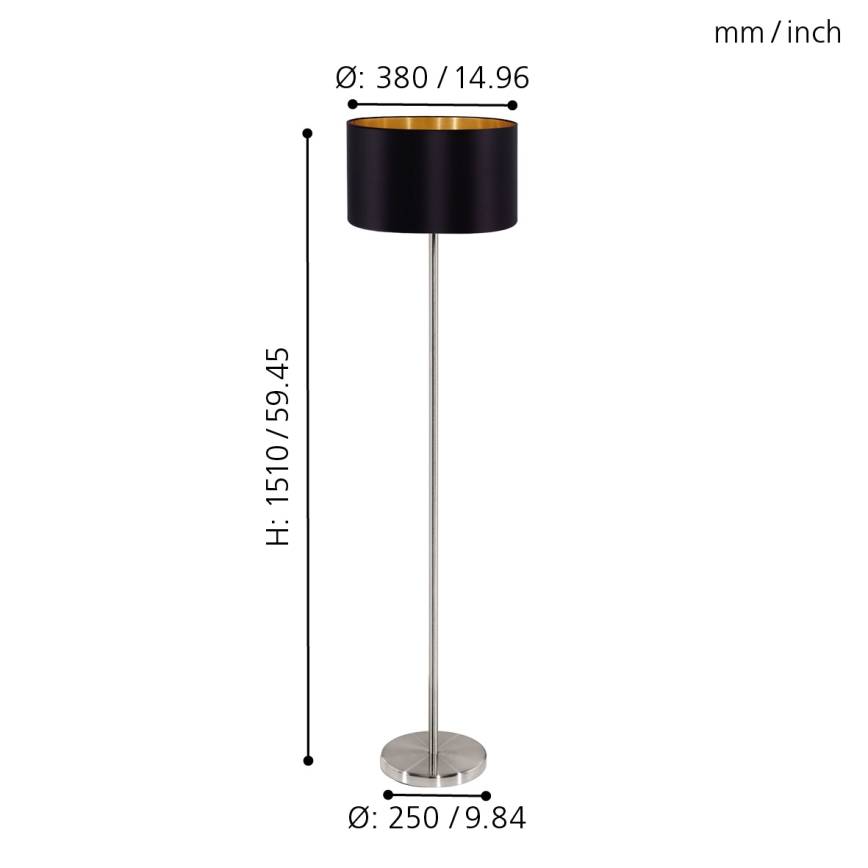Eglo 95169 - Golvlampa MASERLO 1xE27/60W/230V