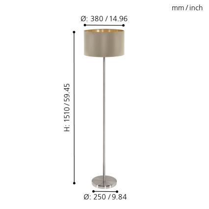 Eglo - Golvlampa 1xE27/60W/230V taupe