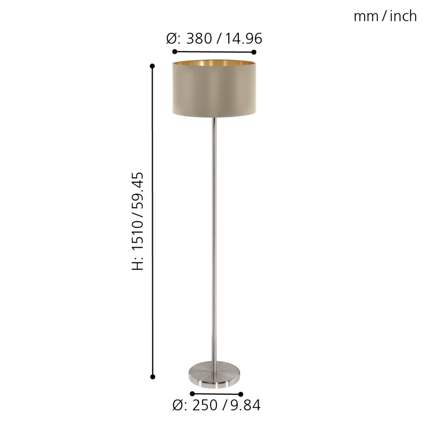 Eglo - Golvlampa 1xE27/60W/230V taupe