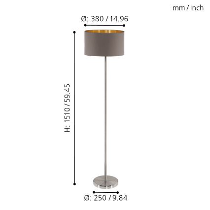 Eglo 95172 - Golvlampa MASERLO 1xE27/60W/230V