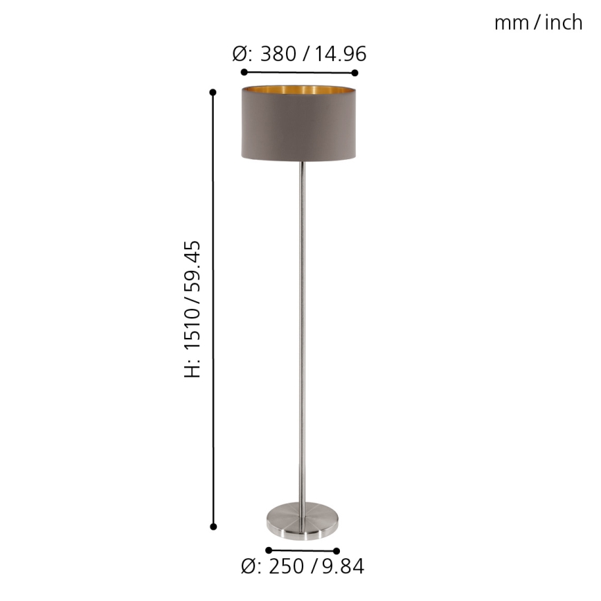 Eglo 95172 - Golvlampa MASERLO 1xE27/60W/230V
