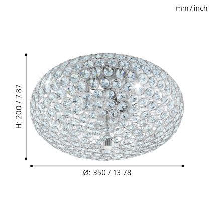 Eglo 95284 - Kristallampa tak CLEMENTE 2xE27/60W/230V