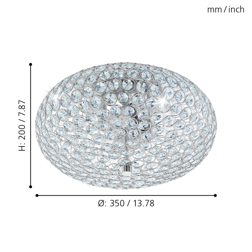 Eglo 95284 - Kristallampa tak CLEMENTE 2xE27/60W/230V