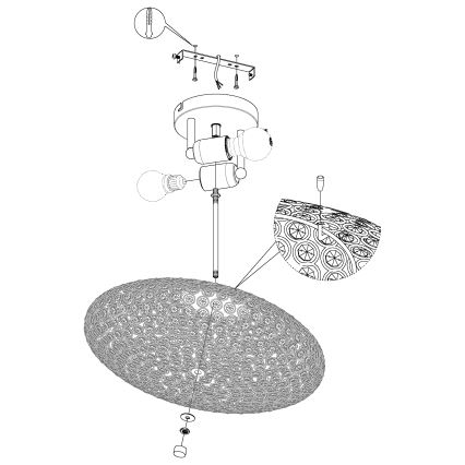Eglo 95284 - Kristallampa tak CLEMENTE 2xE27/60W/230V