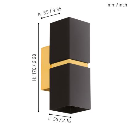Eglo 95373 - LED Väggbelysning PASSA 2xGU10-LED/4W/230V