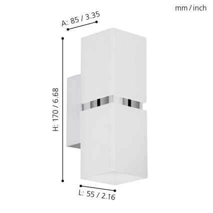 Eglo 95377 - LED Väggbelysning PASSA 2xGU10-LED/4W/230V