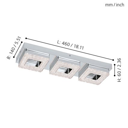 Eglo 95656 - LED Kristallampa tak FRADELO 3xLED/4W/230V