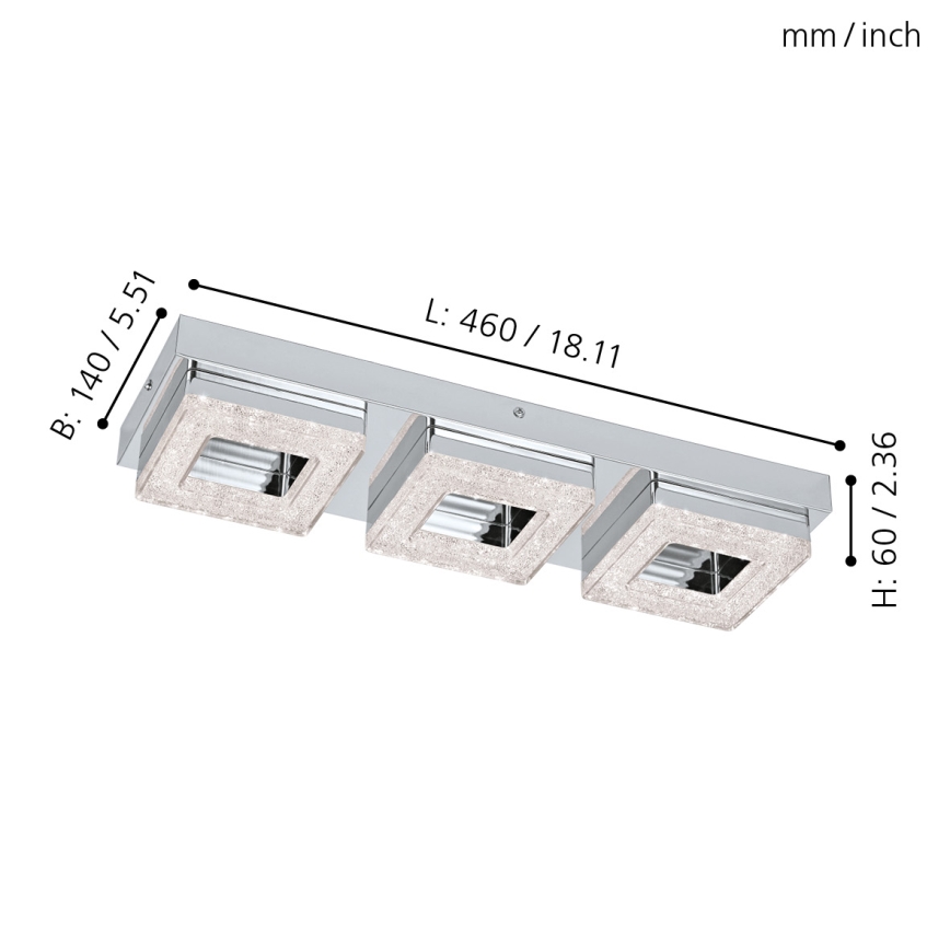Eglo 95656 - LED Kristallampa tak FRADELO 3xLED/4W/230V