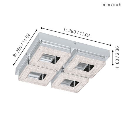 Eglo 95657 - LED Kristallampa tak FRADELO 4xLED/4W/230V