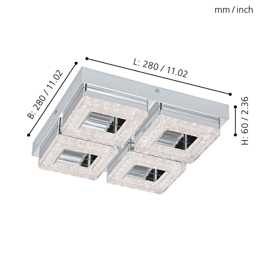 Eglo 95657 - LED Kristallampa tak FRADELO 4xLED/4W/230V