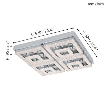 Eglo 95661 - LED Kristallampa tak FRADELO LED/48W/230V