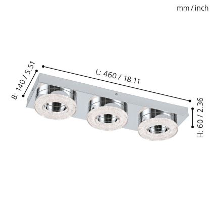 Eglo 95663 - LED Kristallampa tak FRADELO 3xLED/4W/230V