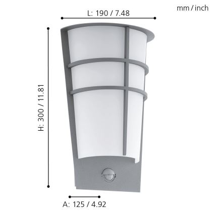 Eglo 96017 - Utomhus LED Väggbelysning med sensor BREGANZO 1 2xLED/2,5W