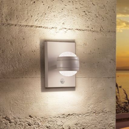 Eglo 96019 - LED utomhus Väggbelysning med sensor SESIMBA 1 2xLED/3.7W