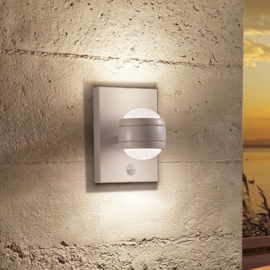 Eglo 96019 - LED utomhus Väggbelysning med sensor SESIMBA 1 2xLED/3.7W