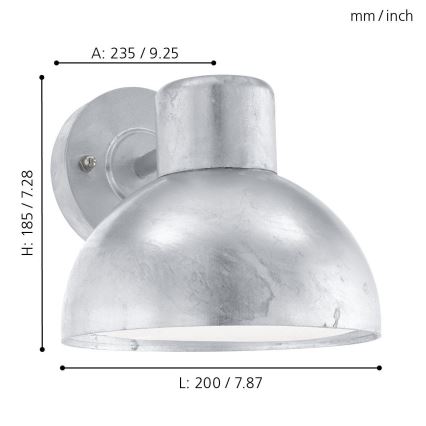 Eglo 96206 - Utomhus Väggbelysning ENTRIMO 1xE27/60W